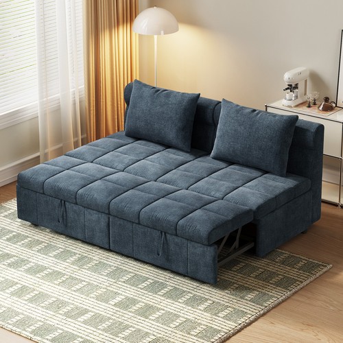 Blue fabric seater sofa bed - 2,